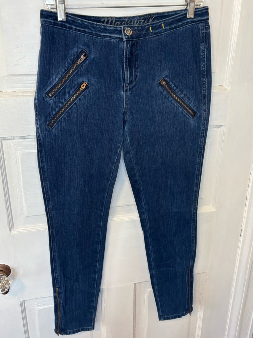Vintage Madewell Dark Blue Skinny Jeans with Zip Pocket Details